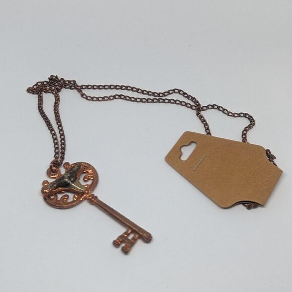 Handmade Shark Tooth Copper Key Necklace - Picture 7 of 7
